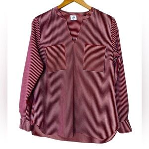 Cabi‎ Chic Striped V-Neck Blouse Size Medium Red White Blue